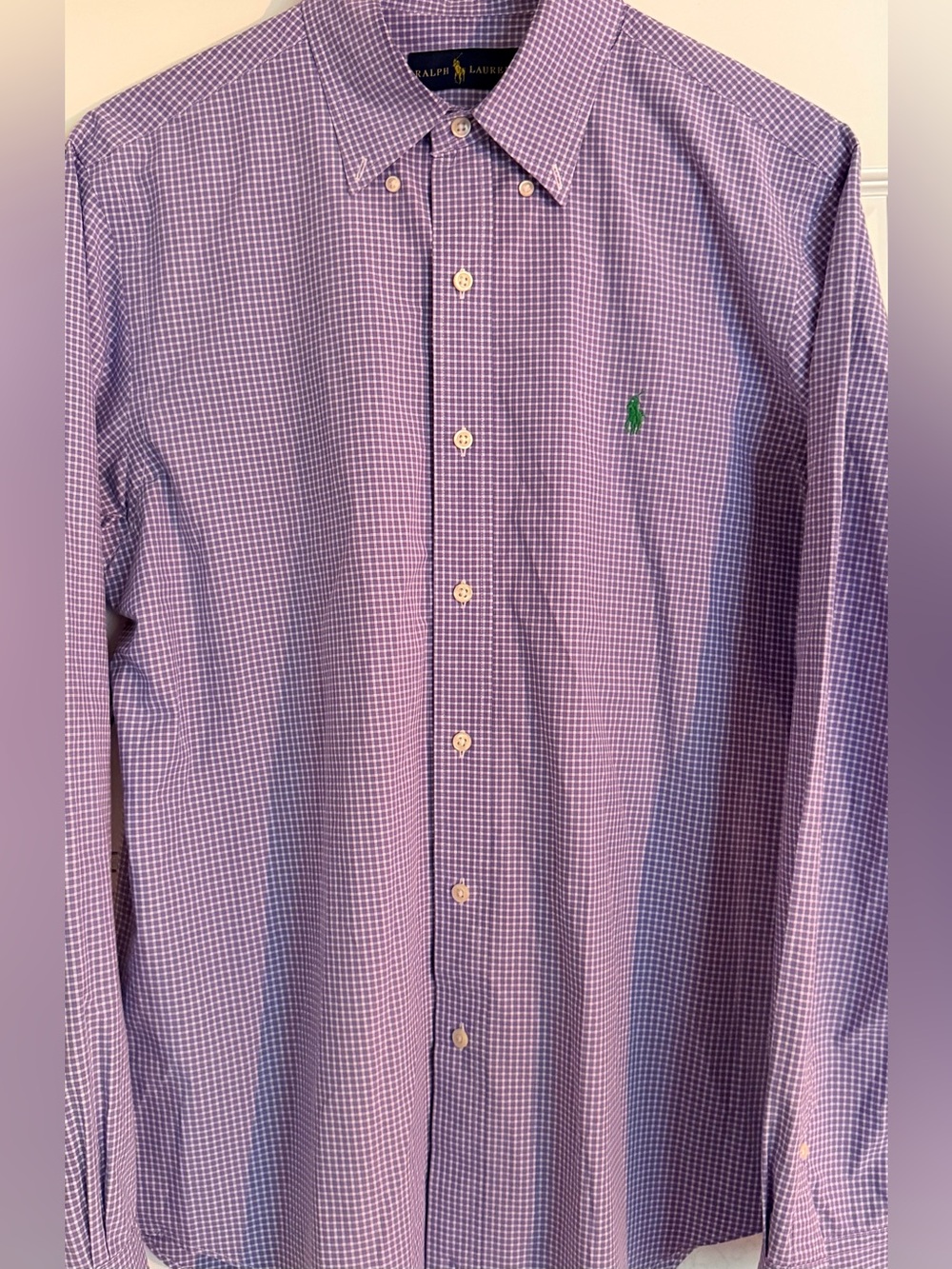 Ralph Lauren Gingham Check 100% Cotton Men’s M Long Sleeve Button Down Shirt